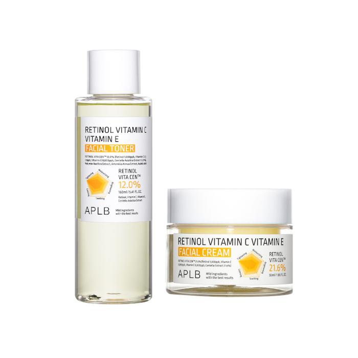 APLB - Retinol Vitamin C Vitamin E Facial Cream - 55ml (1ea) + Facial Toner - 160ml (1ea) Set