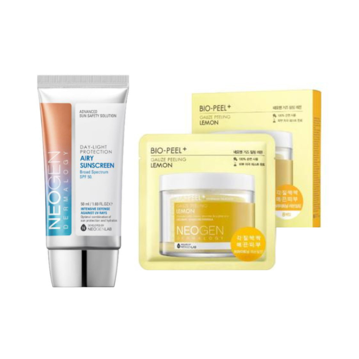 NEOGEN Dermalogy - Bio - Peel Gauze Peeling - Lemon - 8ea + Day-Light Protection Airy Sunscreen SPF50+ - 50ml (1ea) Set