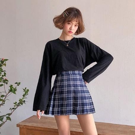  Icecream12 - Side-Zip Plaid Pleated Mini Skirt