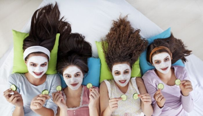 Girls night sleepover mask skincare pamper session