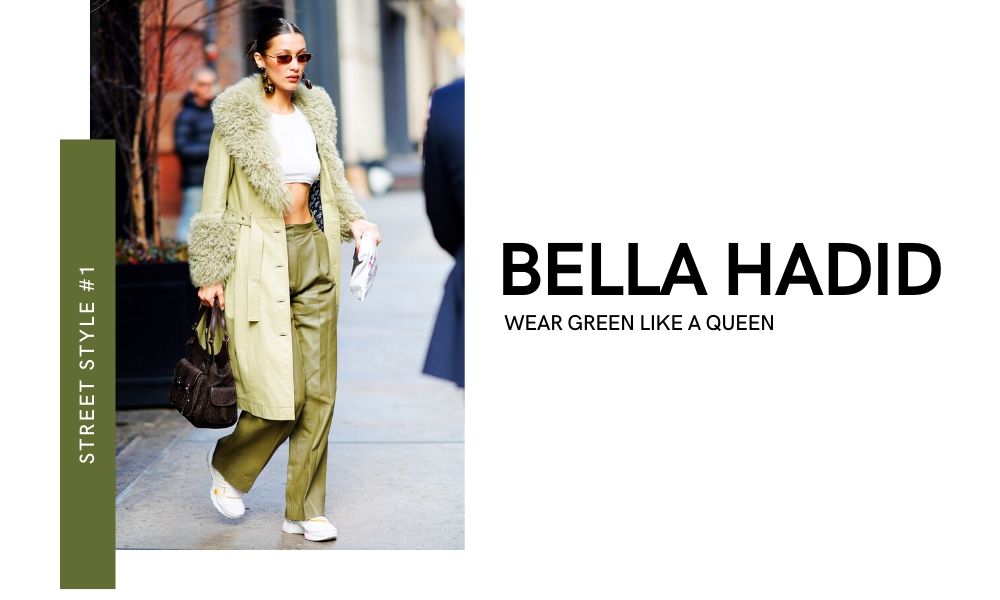 Bella Hadid New York Fashion Week 2020 Street Style Off-runway Off-duty look Green Trench Coat Green Pants
