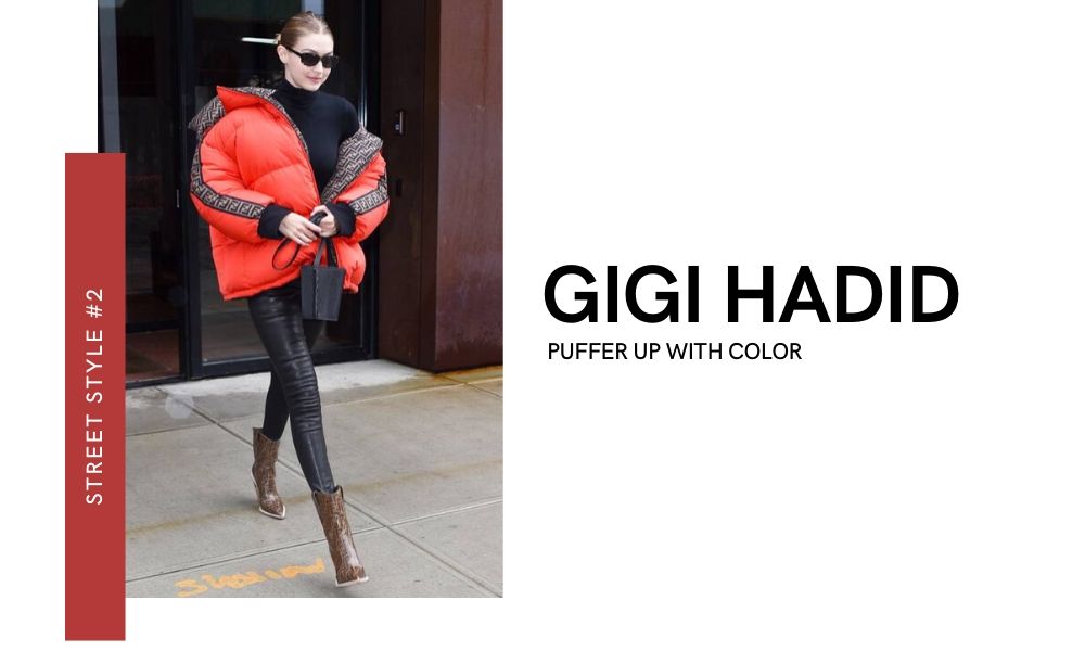 Gigi Hadid New York Fashion Week 2020 Street Style Off-runway Off-duty look Fendi Puffer Jacket Leather pants