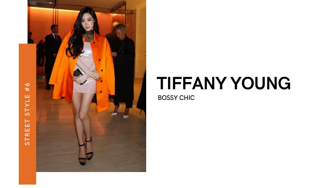 Tiffany Young SNSD Girls’ Generation New York Fashion Week 2020 Tom Ford Neon Orange Blazer Pink Mini Dress