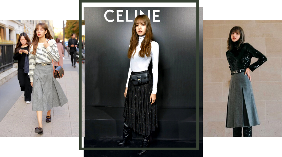 Blackpink Lisa Fashion Style Street Outfits Midi Skirt Paris Fashion